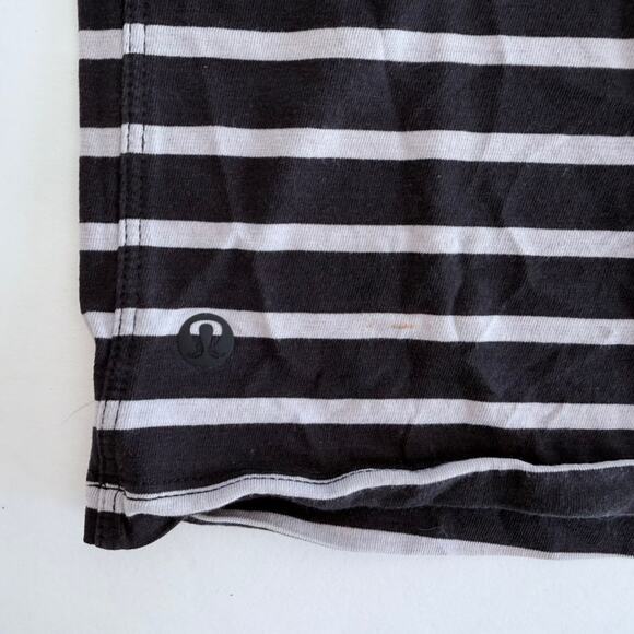 Lululemon All Yours Cotton T-Shirt Stripe Black White Plus Size 14 Loose Fit - Picture 4 of 7